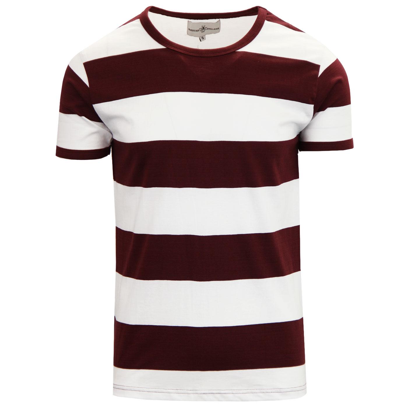 Madcap England Milne Retro 1960s Mod Block Stripe T-shirt in Zinfandel