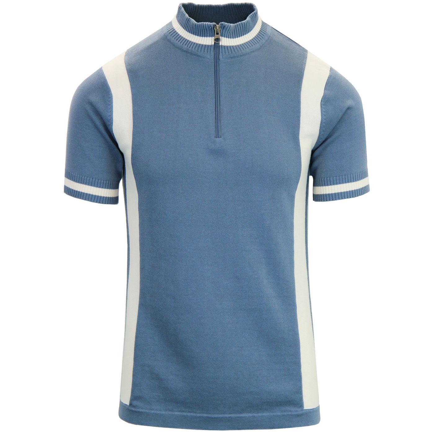 Mens Black Retro Stripe Knitted Cycling Top 
