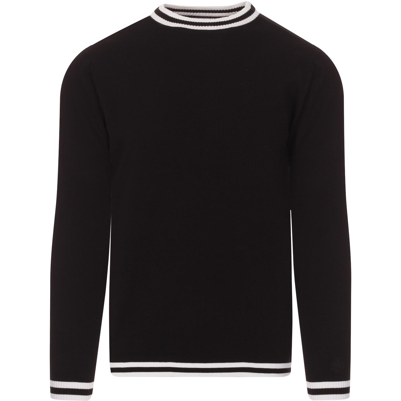 madacp england mens moon contrast tipped long sleeve knitted top black