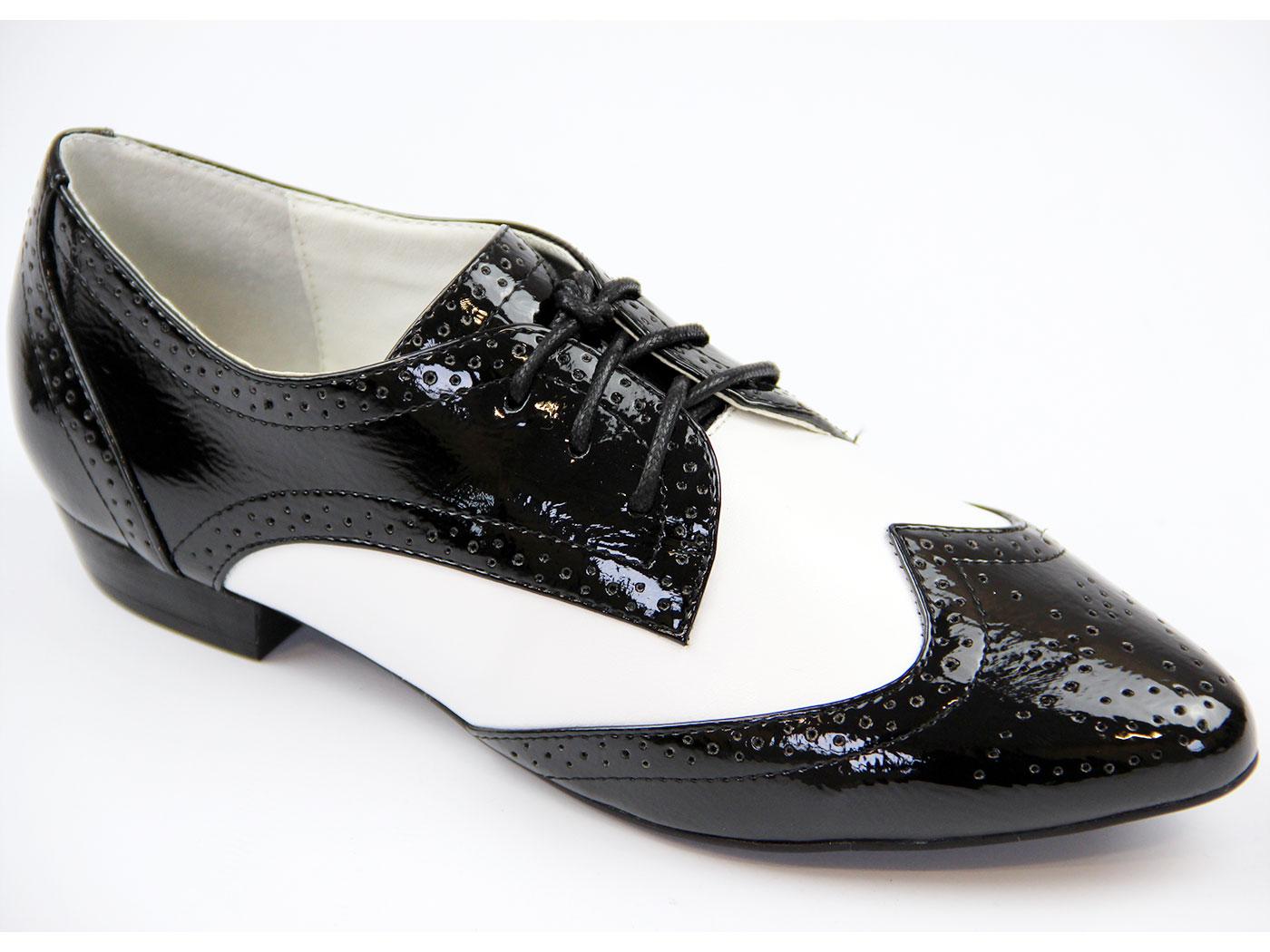 mens black and white brogues