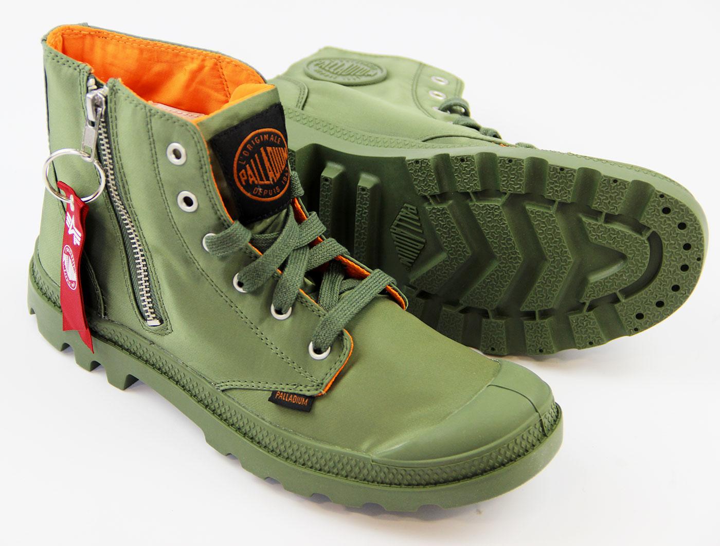 PALLADIUM Pampa Hi Zip MA 1 ALPHA INDUSTRIES Retro Boots Sage