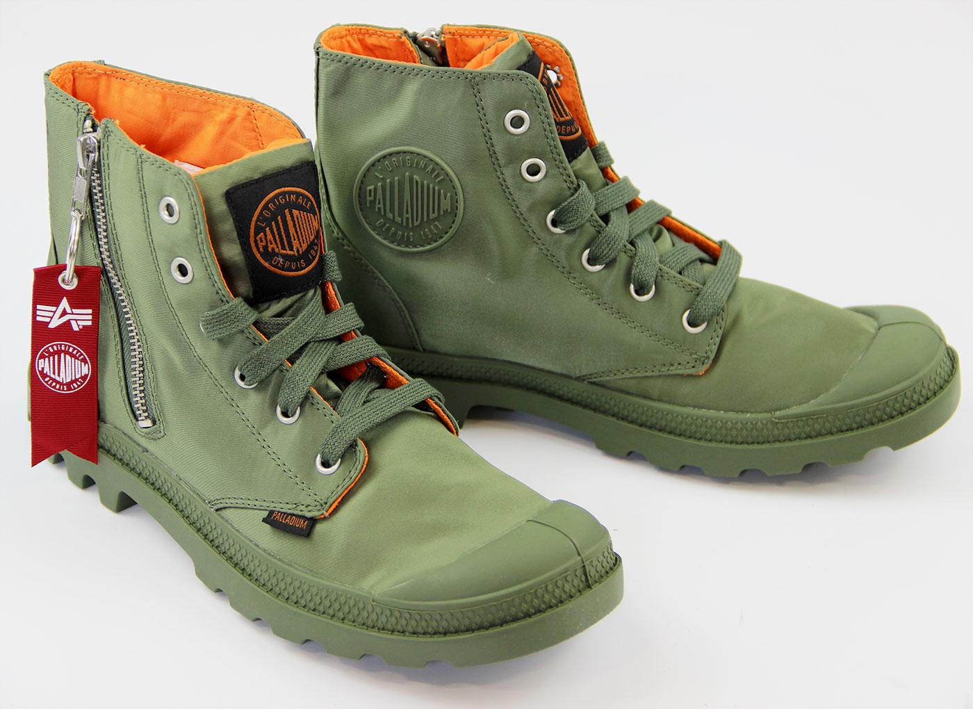 PALLADIUM Pampa Hi Zip MA 1 ALPHA INDUSTRIES Retro Boots Sage