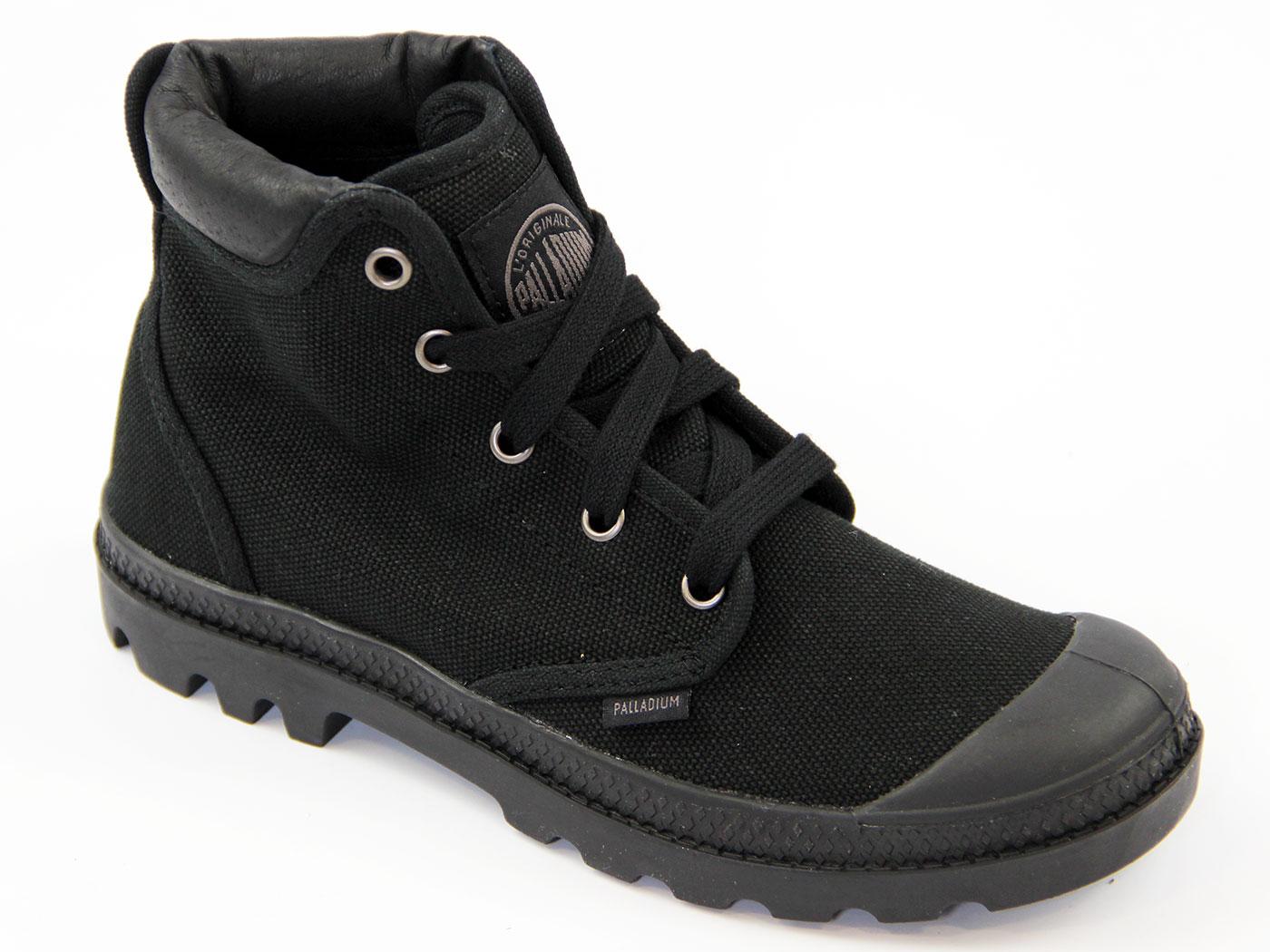 palladium black canvas boots