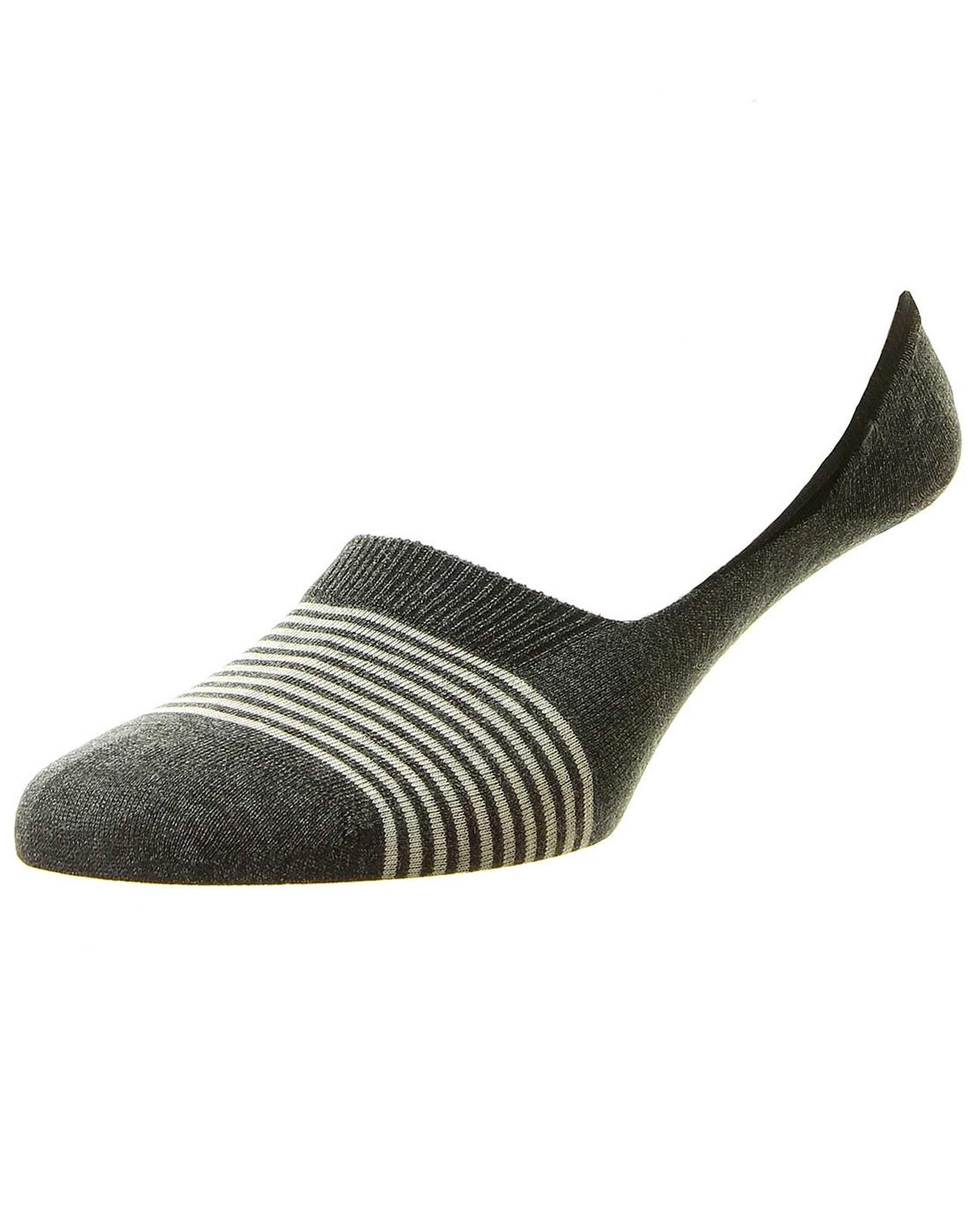 Pantherella Invisible Loafer Socks in Grey Stripe