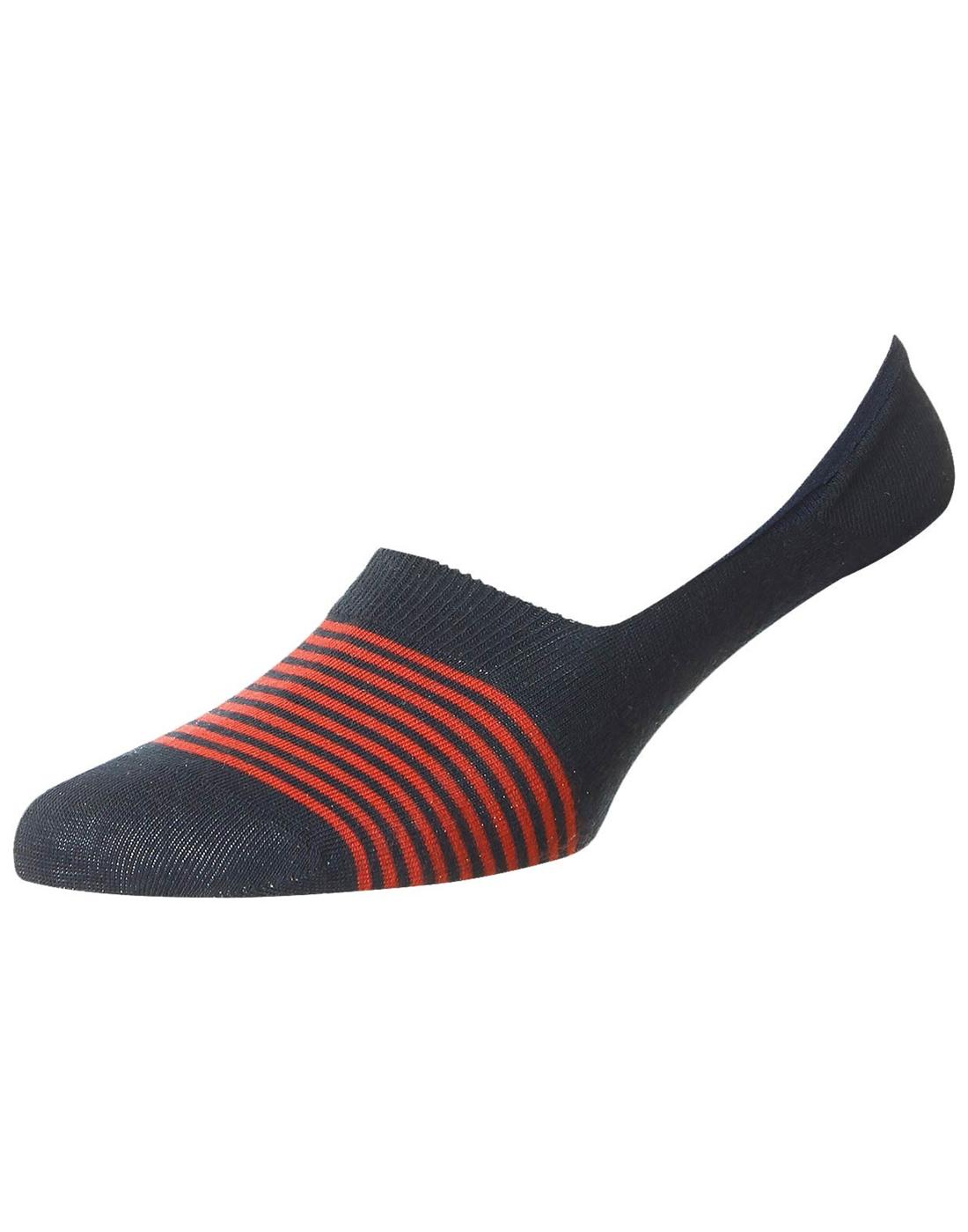 Pantherella Invisible Loafer Socks in Navy Stripe
