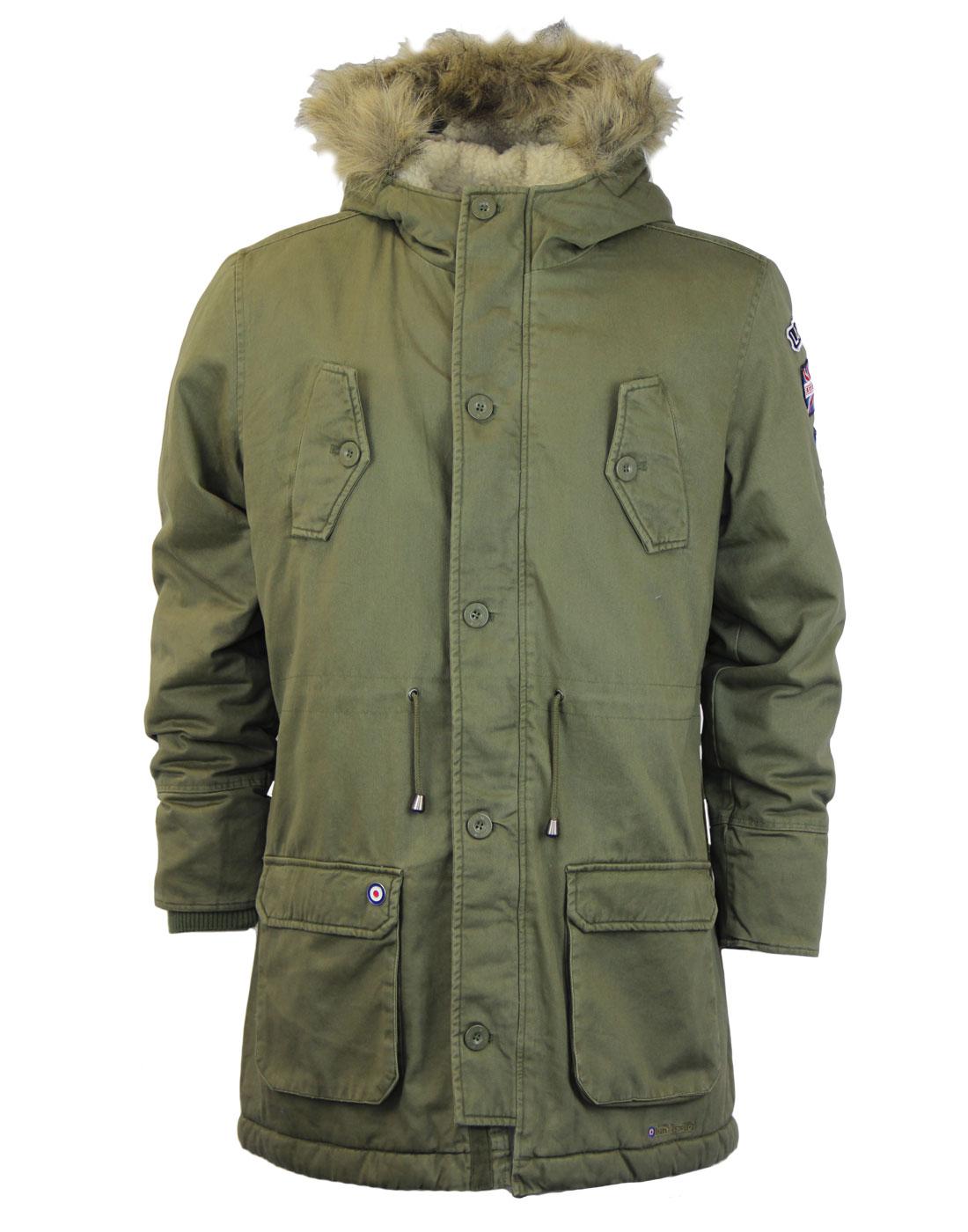 LAMBRETTA Mod Fishtail Parka With Retro Badges In Khaki