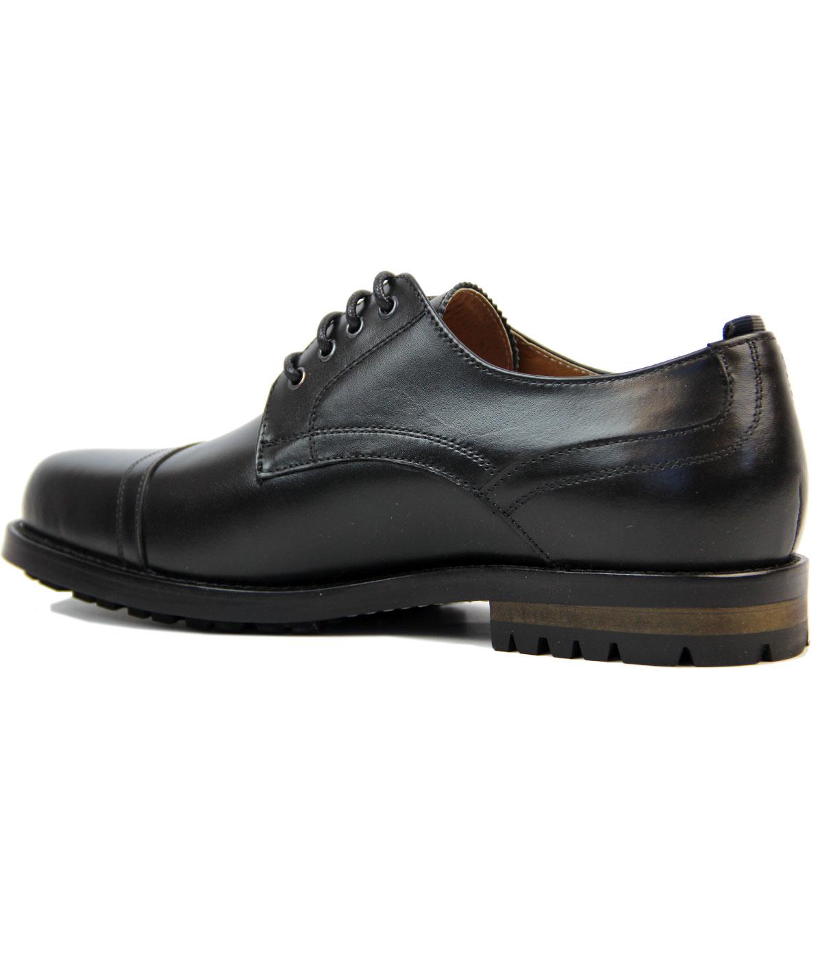 PETER WERTH Hardy Retro Mod Derby Shoes in Black Leather
