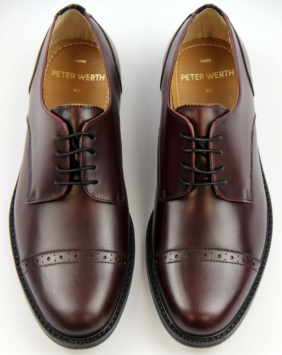 PETER WERTH Atkinson Retro Mod Oxblood Leather Brogue Derby Shoes