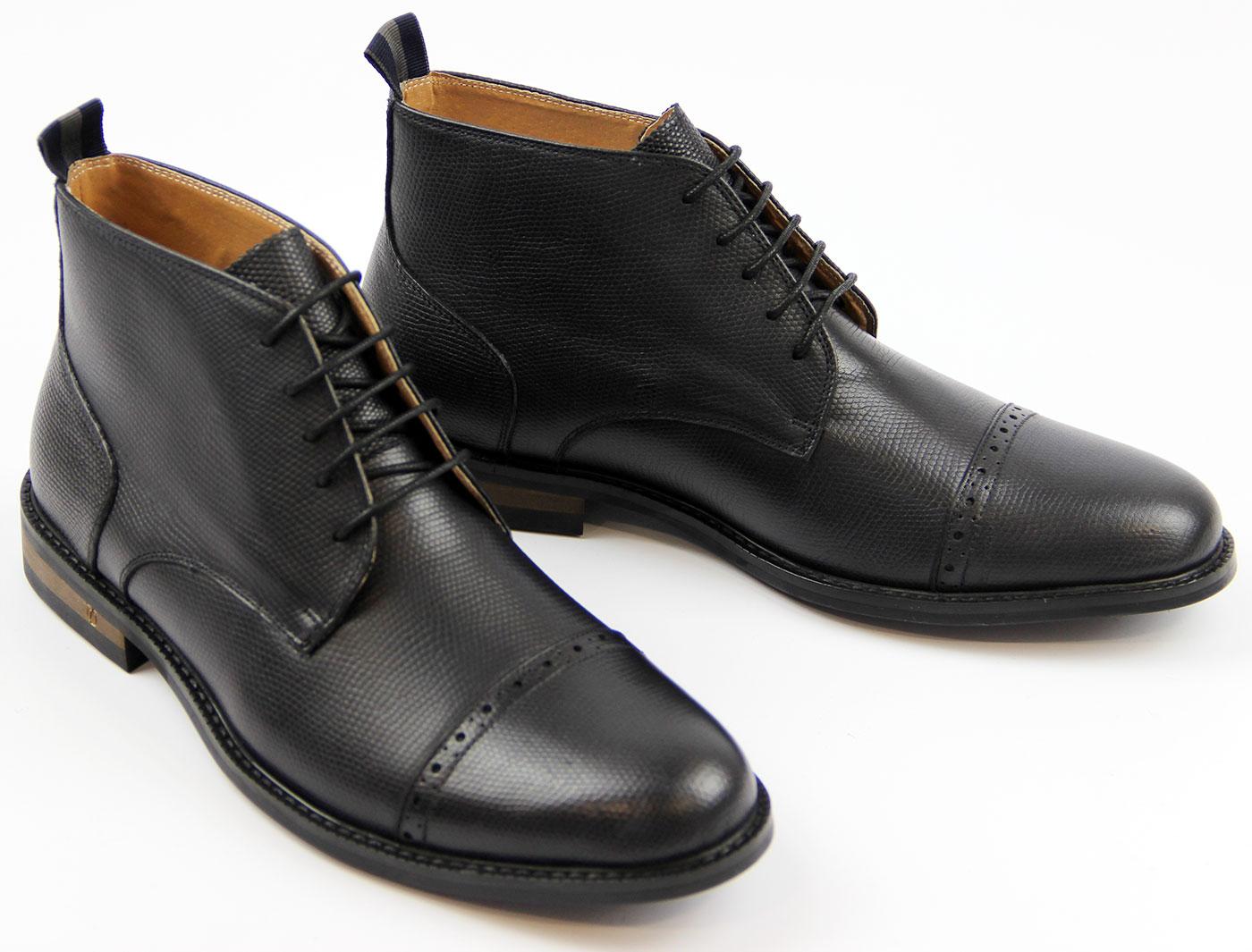 PETER WERTH Atkinson Retro Indie Mod Derby Chukka Boots In Black