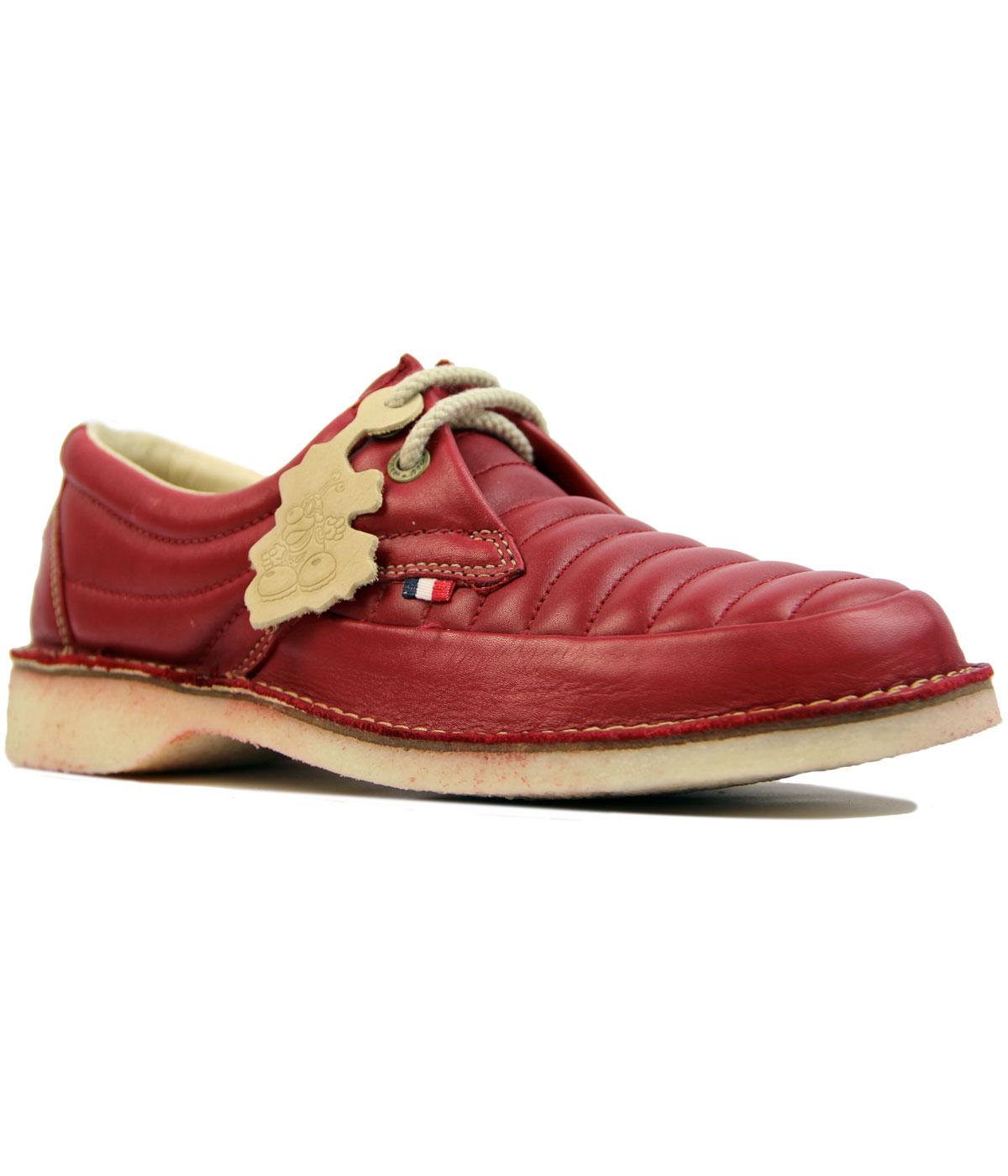 POD HERITAGE Jagger Retro 1970s Quilted Casuals Shoes Burgundy
