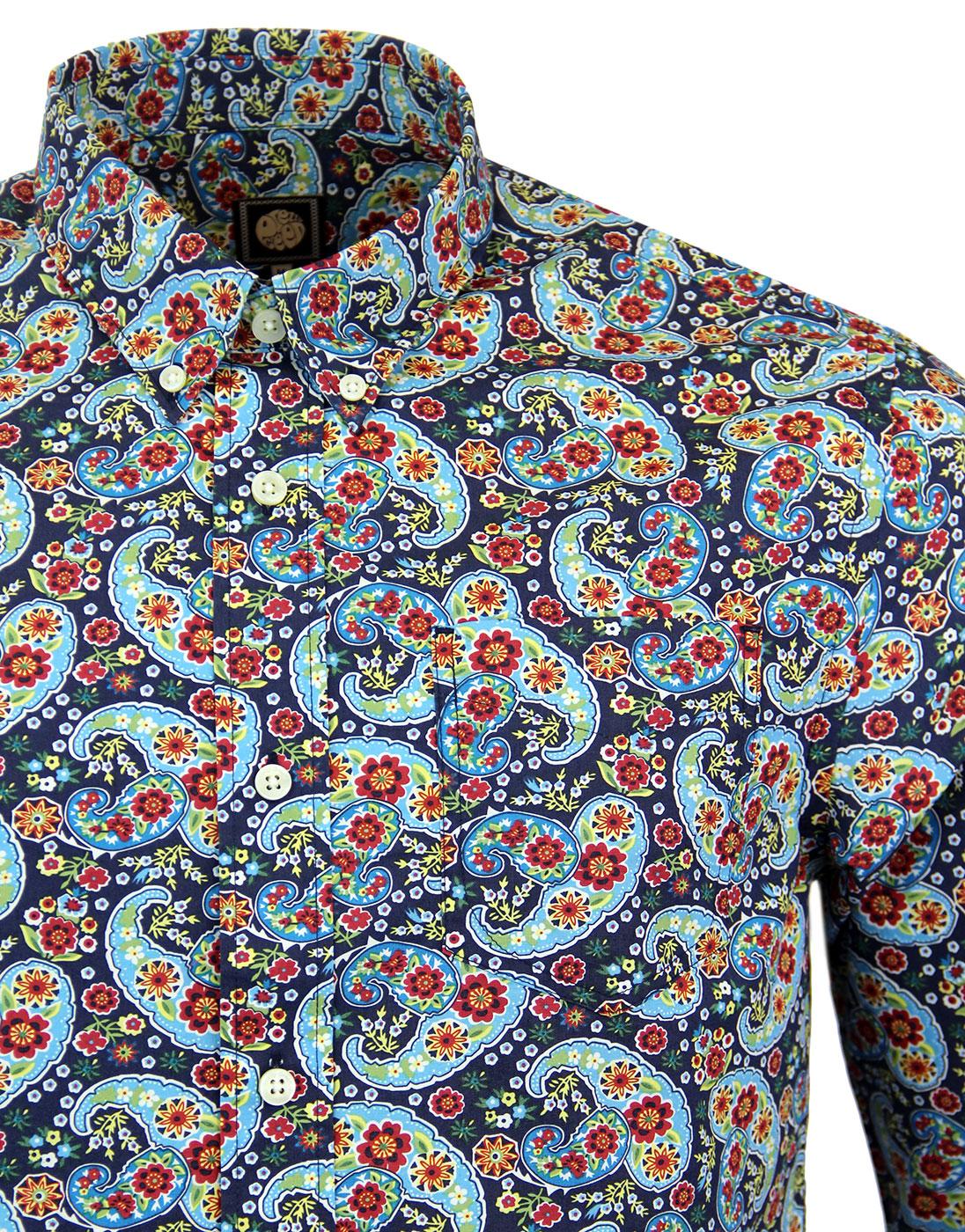 PRETTY GREEN Alvey Retro 60s Mod Floral Paisley Psychedelic Shirt