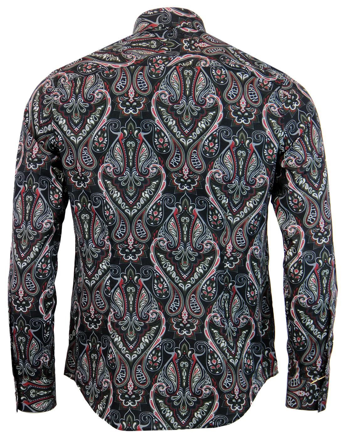 PRETTY GREEN Black Label Retro 60s Mod Paisley Button Down Shirt