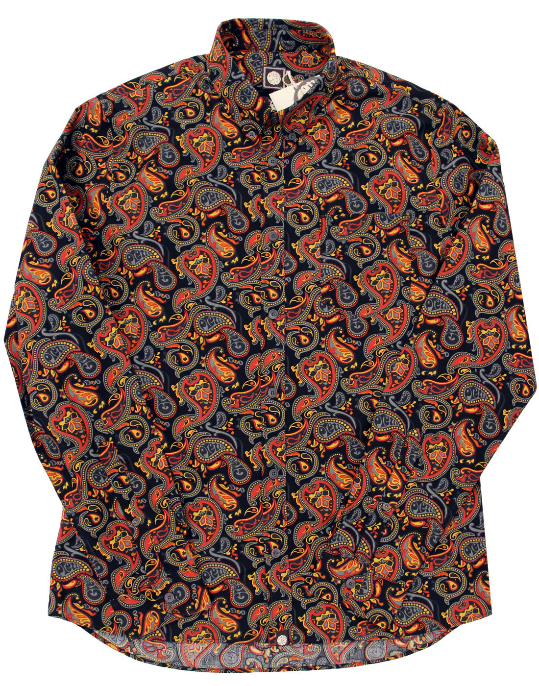 PRETTY GREEN Gretton Paisley Psychedelic Mod Button Down Shirt