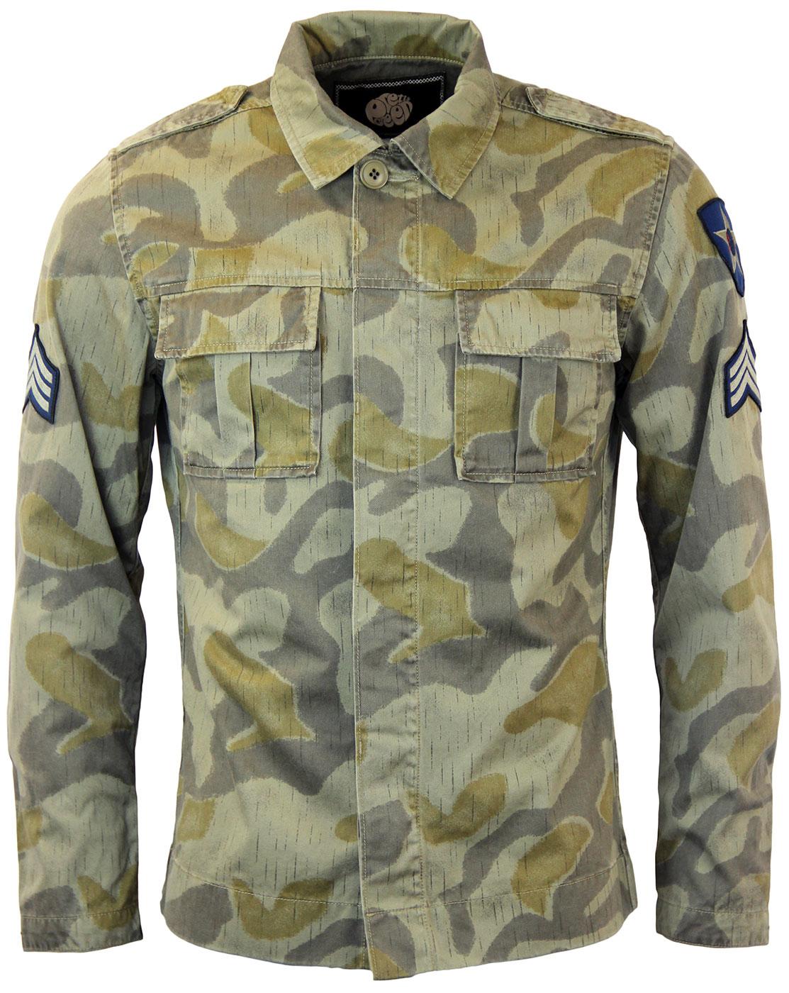 PRETTY GREEN Camo Millenium Retro Indie Jacket in Camouflage