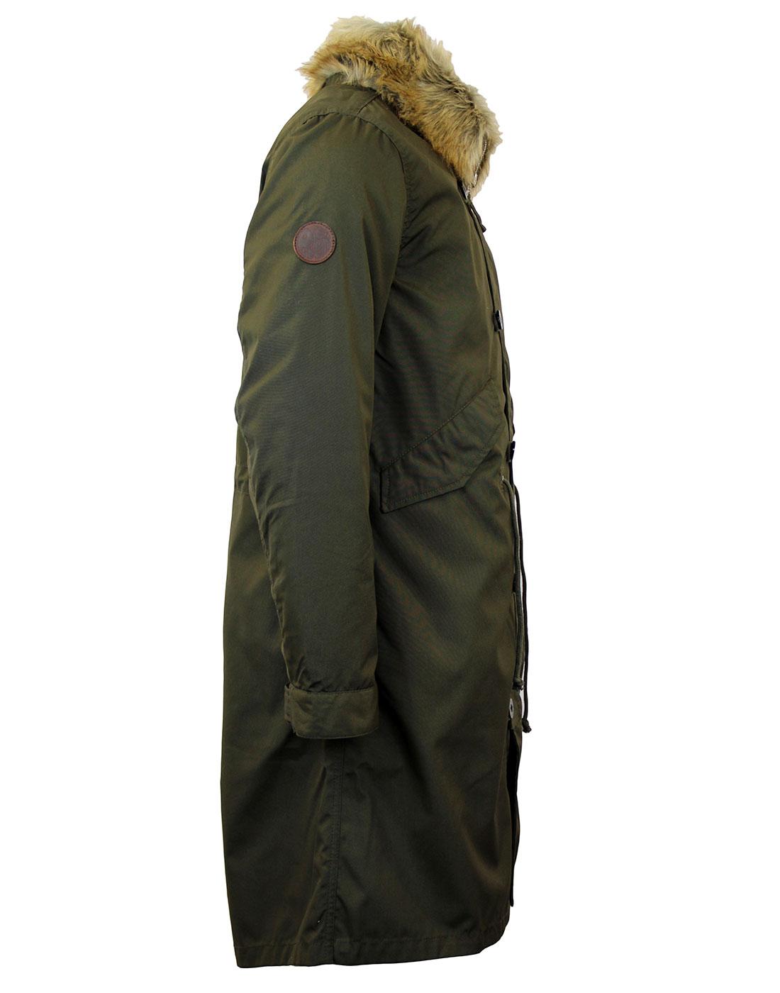 Lansdown Pretty Green 2 In 1 Faux Fur Collar Parka