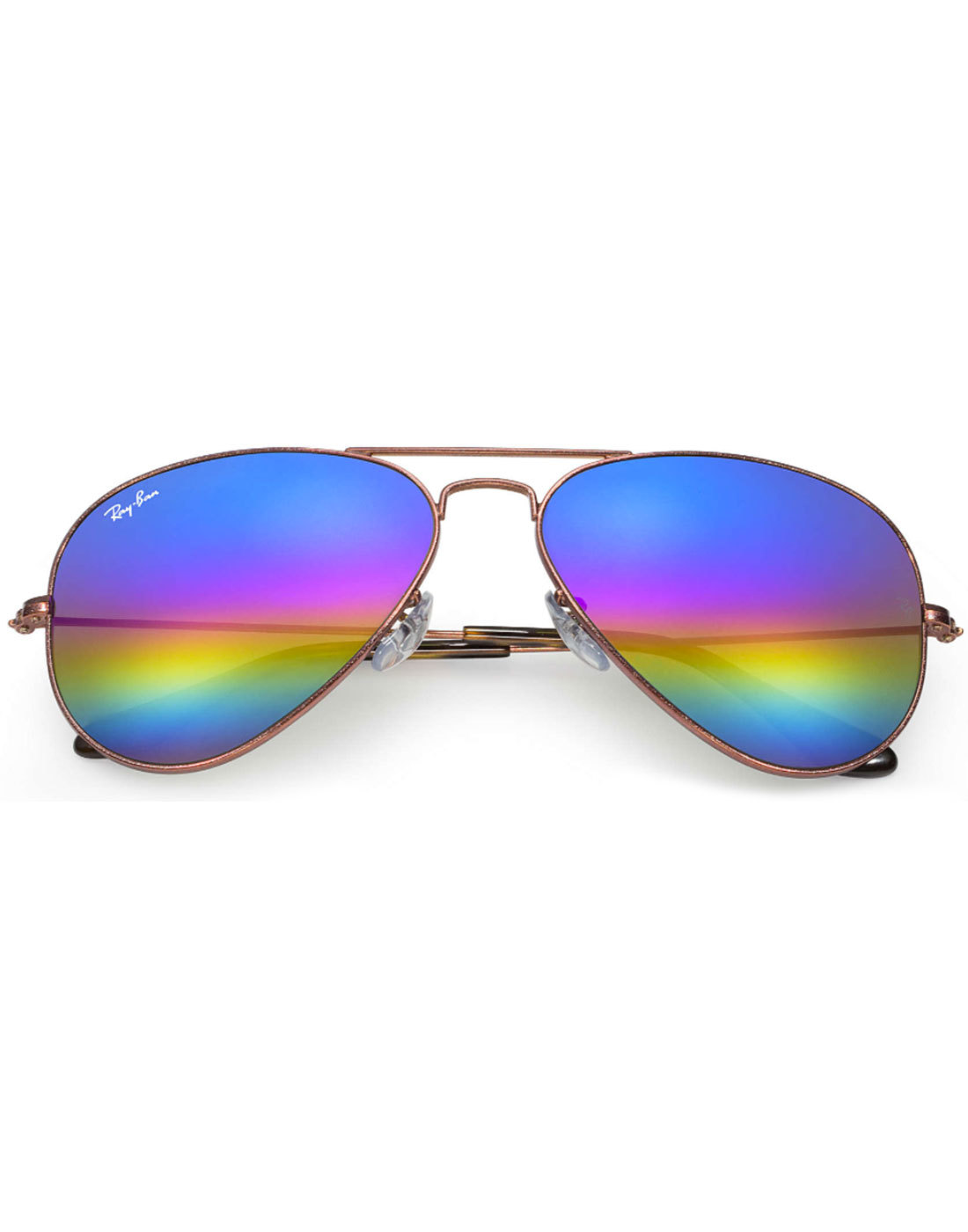 Ray Ban Rainbow Aviator Retro 70s Sunglasses Blue Flash Lens