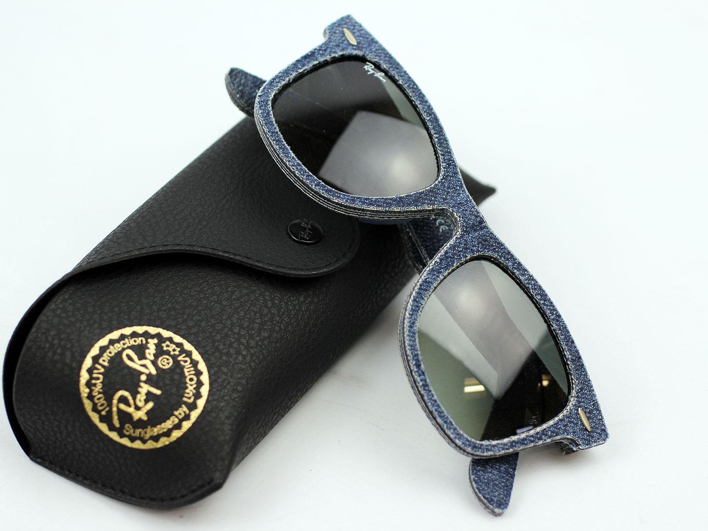 Ray Ban Retro 1950s Mod Denim Jeans Wayfarer Sunglasses Blue