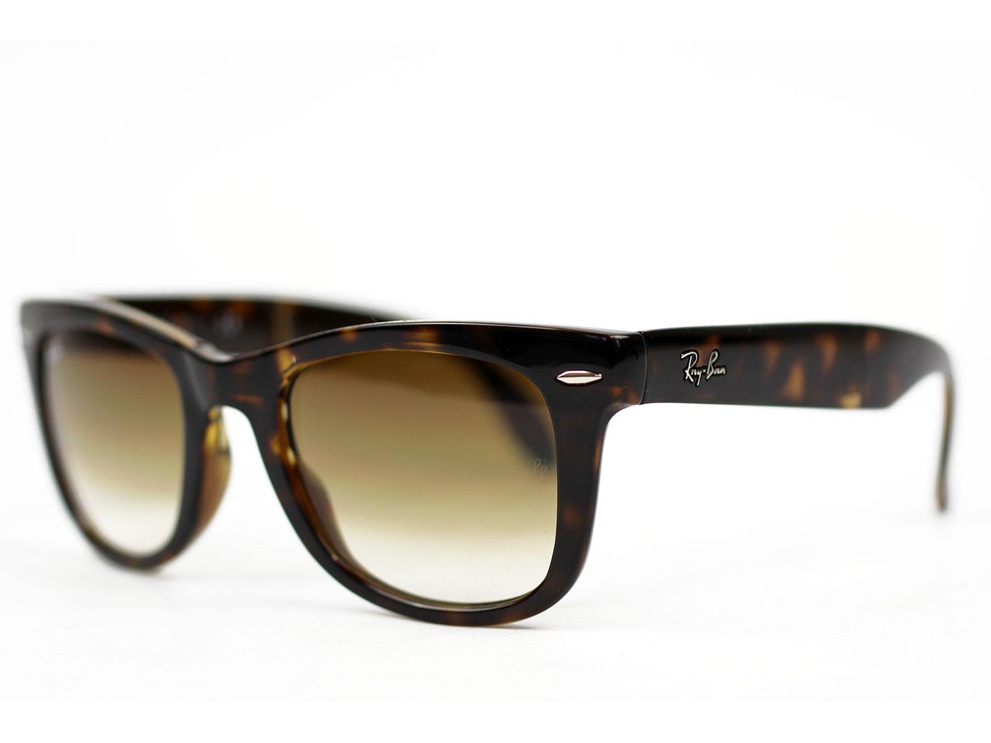 Ray-Ban Folding Wayfarer Retro Mod Sunglasses in Tortoiseshell