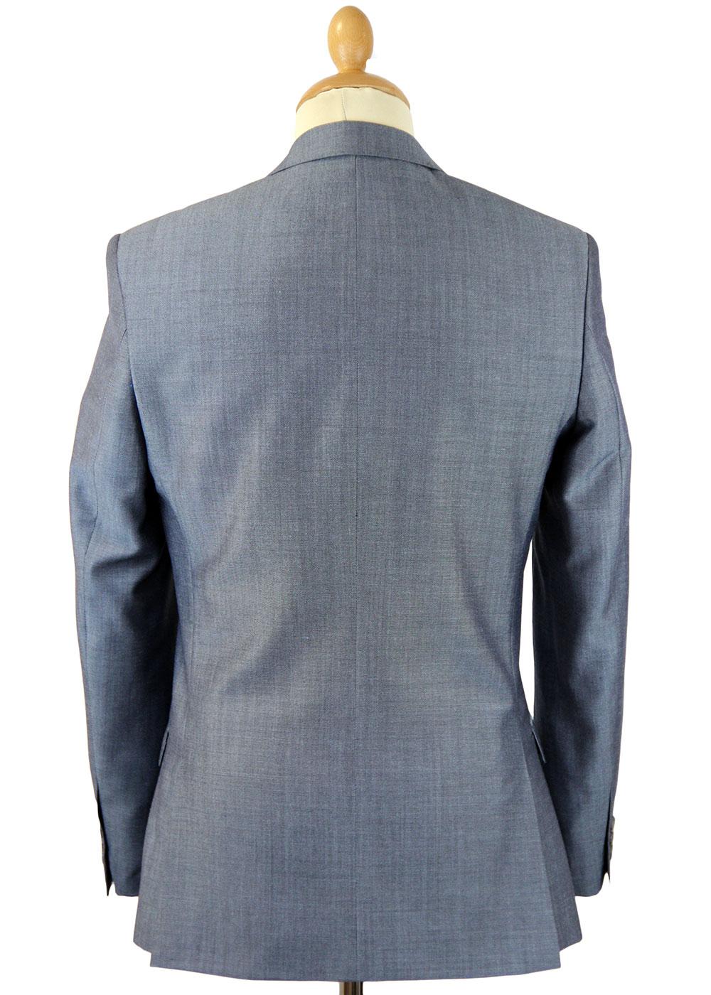 Mens Retro 60s style slim fit Mod Mohair Suit in Blue.
