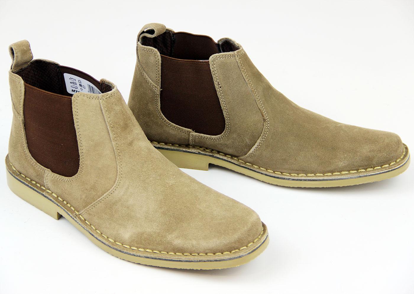Kings Road Kalahari Retro Mod Chelsea Desert Boots Suede Taupe