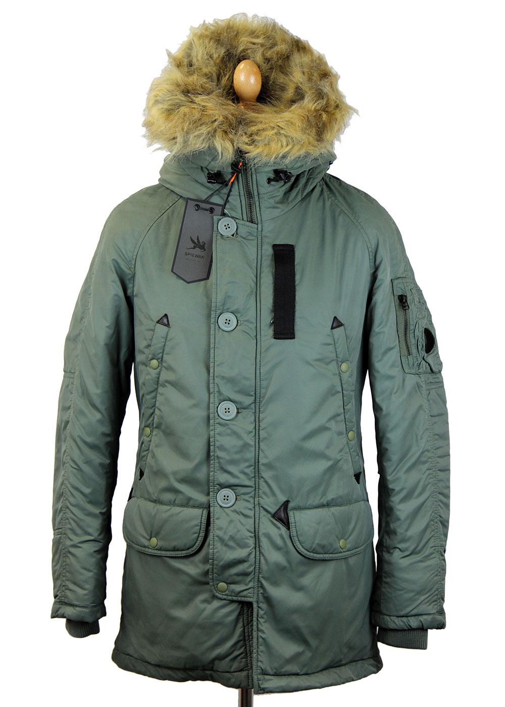 SPIEWAK Retro Mod Waxed N3B Snorkel Parka Jacket in Sage