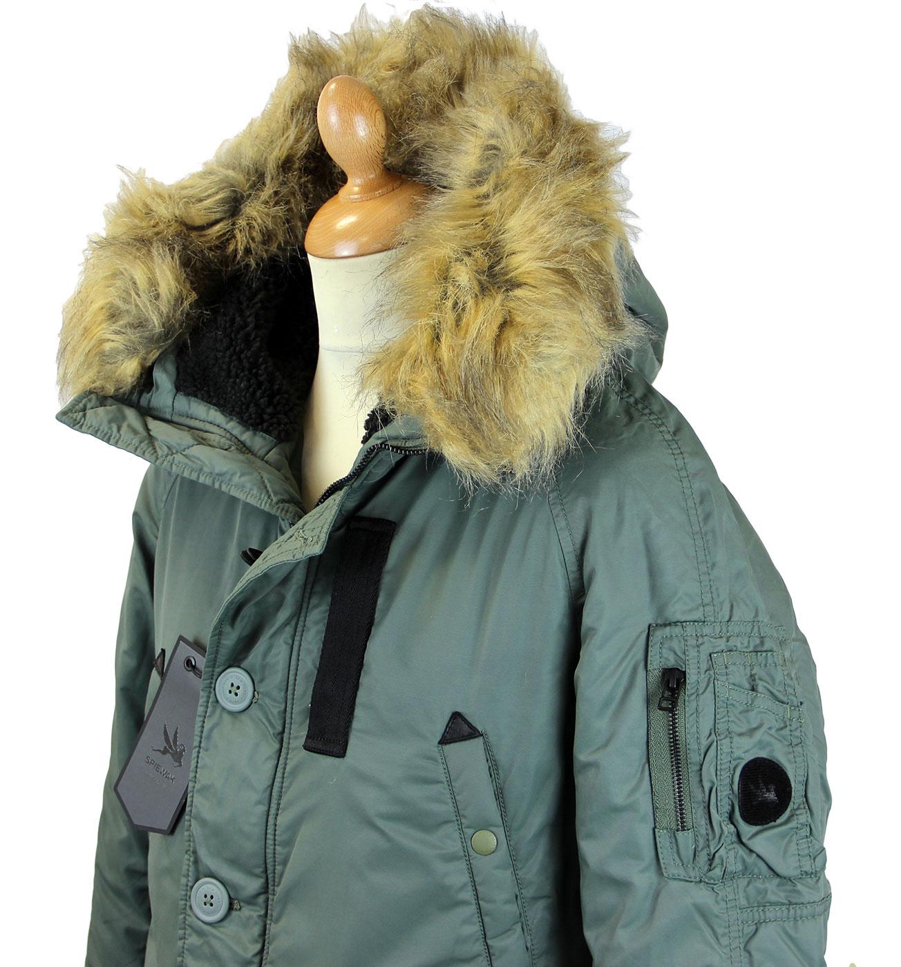 SPIEWAK Retro Mod Waxed N3B Snorkel Parka Jacket in Sage