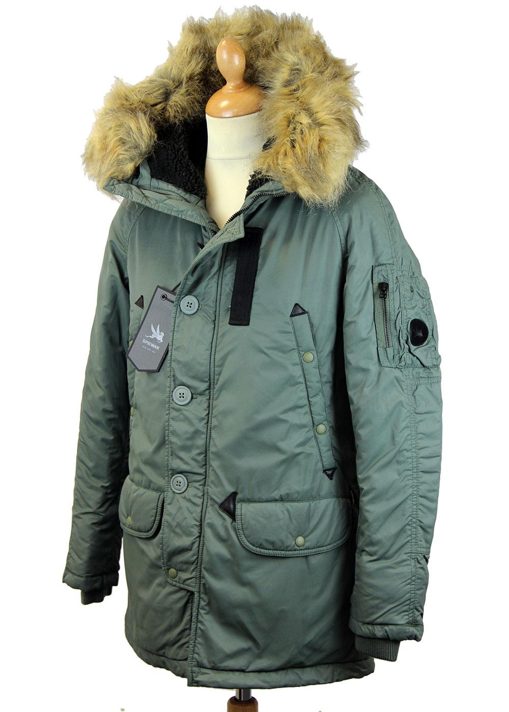 SPIEWAK Retro Mod Waxed N3B Snorkel Parka Jacket in Sage