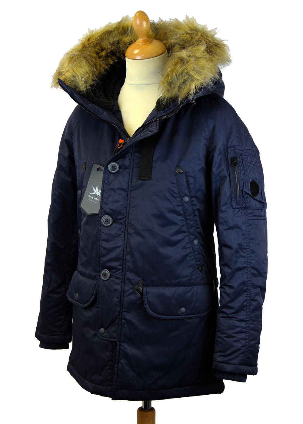 SPIEWAK Retro Mod Waxed N3B Snorkel Parka Jacket in Navy