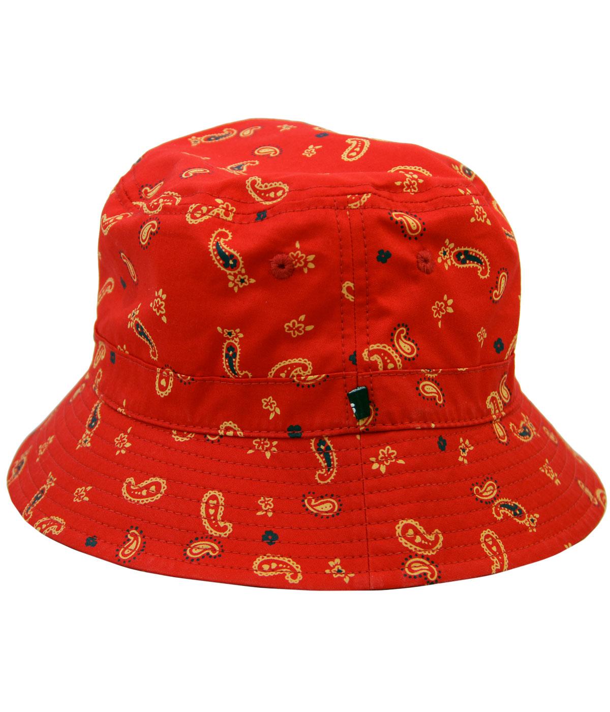 TUKTUK Retro Indie Britpop 90s Paisley Bucket Hat in Red