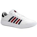GOLA Harrier Retro 70s Indie Leather Trainers in White/Red/Navy