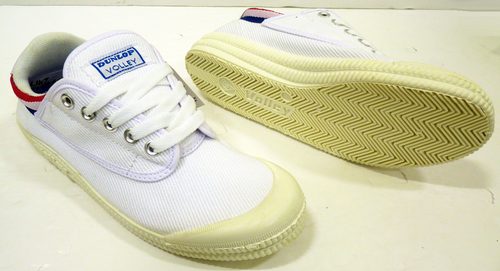 DUNLOP 'VOLLEY' MENS RETRO SEVENTIES INDIE MOD CANVAS TENNIS TRAINERS