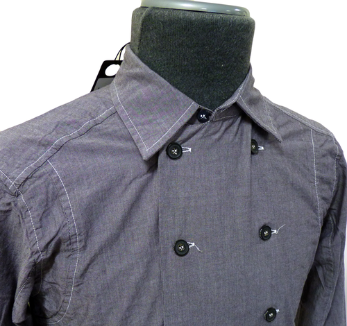 50% off!FULL CIRCLE 'VEMI' MENS RETRO MOD DOUBLE BREASTED INDIE SHIRT