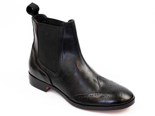 Laceys Laney Womens Retro Mod Chelsea Boots in Black Leather